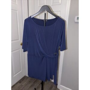 IMAN Global Chic collection XL Blue Tunic Classic Gold Accent Modern Office